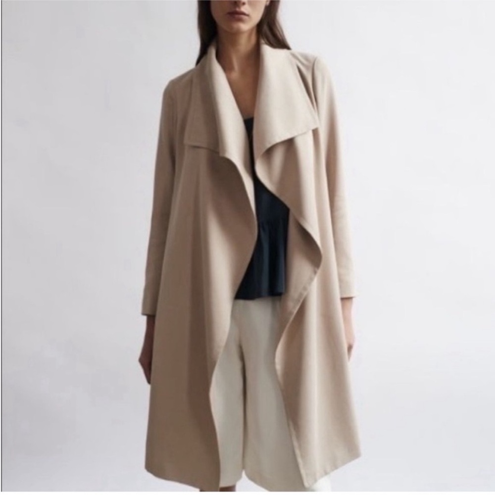 Club Monaco Gideon Draped Trench Coat Jacket with Tie Waist Excellent Condition
